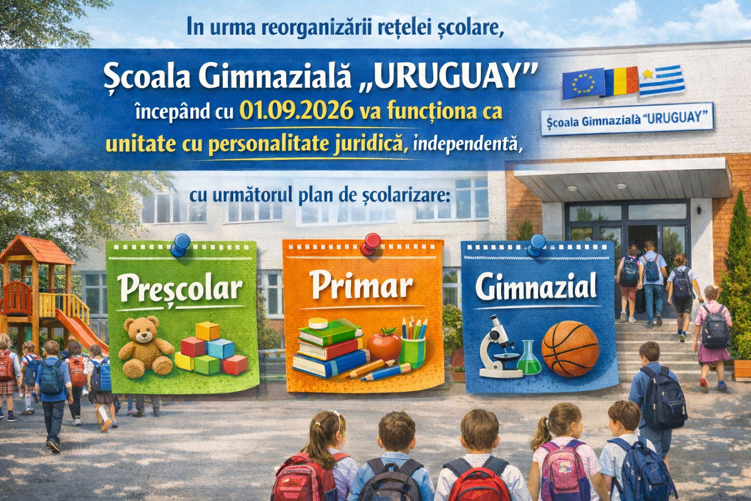 Anunț reorganizare — Școala Gimnazială „Uruguay"